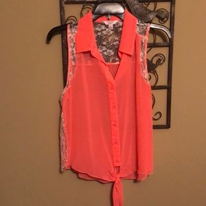 candies sheer tie bottom crop top